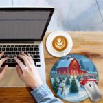 Christmas Merry Xmas Mouse Pad Santa Claus Round Mousepad with Non-Slip Rubber Base and Stitched Edge Mouse Mat for Wireless Computer Laptop Office Desk Accessories 8 x 8 Inches - Image 8