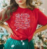It's Fine I'm Fine Everything's Fine Shirt Women Christmas Lights Graphic T-Shirt Casual Short Sleeve Xmas Teacher Gift Tops - Image 3