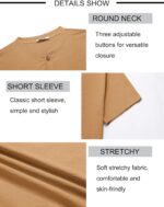 COOFANDY Mens Henley Shirts Short Sleeve Casual Button Down Shirts Lightweight Summer Basic Tee - Image 6