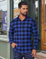 COOFANDY Mens Flannel Shirts Long Sleeve Plaid Button Down Shirts Casual Cotton Shirts - Image 3