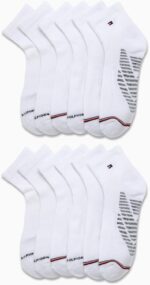 Tommy Hilfiger Mens Quarter Socks - 12 Pack Cotton Blend Athletic Performance Cushioned Ankle Socks for Men with Arch Support - Image 4