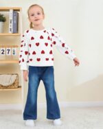 SODLON Toddler Baby Girl Clothes Kids Outfits Ruffle Heart Sweatshirt Jeans Denim Pants Set Little Girls Clothing - Image 4