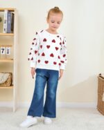 SODLON Toddler Baby Girl Clothes Kids Outfits Ruffle Heart Sweatshirt Jeans Denim Pants Set Little Girls Clothing - Image 5