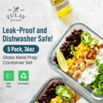 Zulay Kitchen 5 Pack Glass Meal Prep Containers with Lids - Airtight, Premium Borosilicate Glass Food Storage Containers - Microwave, Freezer & Oven Safe, BPA Free - Gray - Image 3
