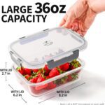 Zulay Kitchen 5 Pack Glass Meal Prep Containers with Lids - Airtight, Premium Borosilicate Glass Food Storage Containers - Microwave, Freezer & Oven Safe, BPA Free - Gray - Image 5