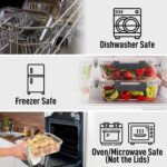 Zulay Kitchen 5 Pack Glass Meal Prep Containers with Lids - Airtight, Premium Borosilicate Glass Food Storage Containers - Microwave, Freezer & Oven Safe, BPA Free - Gray - Image 6