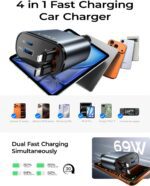 LISEN Retractable Car Charger [69W USB C Car Accessories Adapter ] for iPhone 16 USB C Charger Fast Charging, Travel Essentials Gifts for Women Men, Road Trip Essentials for iPhone 16 15 14 13 12 - Image 6