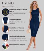 Hybrid & Company Womens Super Stretch Slim Fit Crew Neck Sleeveless Denim Dress - Image 5