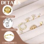6PCS 14k Gold Plated Hoop Earrings Stacks for Women Trendy Small Chunky Huggie Earring CZ Cartilage Stud Earrings Hypoallergenic Dangle Chain Earrings for Multiple Piercing - Image 5