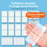 TKTK Hydrocolloid Bandages, 45 x 45 mm Large Pimple Patches for Face, XL Acne Patches for Body, Back, Forehead, Cheek Zit Breakouts, Big Hydrocolloid Patch (Square, Strip, Dot 5 Sizes 120 Count) - Image 3