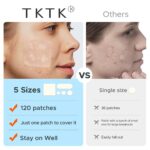 TKTK Hydrocolloid Bandages, 45 x 45 mm Large Pimple Patches for Face, XL Acne Patches for Body, Back, Forehead, Cheek Zit Breakouts, Big Hydrocolloid Patch (Square, Strip, Dot 5 Sizes 120 Count) - Image 6