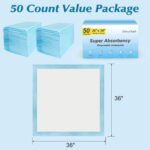 50 Count 36" x 36" Super Absorbency Disposable Underpads - Leakproof Quick Drying Pads for Baby, Puppy & Adults, Bed Pads, Incontinence & Dog Pee - Image 8
