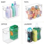mDesign Tall Plastic Office Storage Bin with Handles - Organizer Bins for Cabinets, Drawers, Desks, Workspace - Containers and Baskets for Pens, Pencils, Highlighters and Notebooks - 2 Pack - Clear - Image 5