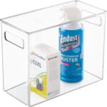 mDesign Tall Plastic Office Storage Bin with Handles - Organizer Bins for Cabinets, Drawers, Desks, Workspace - Containers and Baskets for Pens, Pencils, Highlighters and Notebooks - 2 Pack - Clear - Image 8