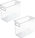 mDesign Tall Plastic Office Storage Bin with Handles - Organizer Bins for Cabinets, Drawers, Desks, Workspace - Containers and Baskets for Pens, Pencils, Highlighters and Notebooks - 2 Pack - Clear - Image 10