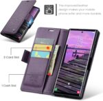 AUPAI for Samsung Galaxy S25 Ultra Wallet Case with Credit Card Holder, PU Leather RFID Blocking Folio Flip Kickstand Magnetic Clasp Protective Phone Cover for Women Men Purple - Image 4