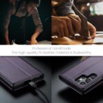 AUPAI for Samsung Galaxy S25 Ultra Wallet Case with Credit Card Holder, PU Leather RFID Blocking Folio Flip Kickstand Magnetic Clasp Protective Phone Cover for Women Men Purple - Image 6