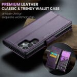 AUPAI for Samsung Galaxy S25 Ultra Wallet Case with Credit Card Holder, PU Leather RFID Blocking Folio Flip Kickstand Magnetic Clasp Protective Phone Cover for Women Men Purple - Image 9