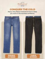 Weatherproof Vintage Fleece Lined Jeans Men - Regular Fit | Soft & Warm, Cold Weather Insulated Fleece Winter Pants for Men - Image 4