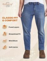 Weatherproof Vintage Fleece Lined Jeans Men - Regular Fit | Soft & Warm, Cold Weather Insulated Fleece Winter Pants for Men - Image 7