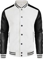 COOFANDY Mens Varsity Jacket Casual Leather Sleeve Baseball Letterman Bomber Jacket Coat - Image 5