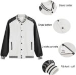 COOFANDY Mens Varsity Jacket Casual Leather Sleeve Baseball Letterman Bomber Jacket Coat - Image 7
