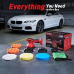 Cordless Car Buffer Polisher kit w/ 2x2000mAh 21V Batteries, 6 Inch Car buffer Waxer Kit w/ 6 Variable Speed & Extra 10 PCS Attachments, Polisher for Car Detailing,Boat Sanding,Scratch Removing - Image 9
