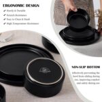 E-far Stoneware Dinnerware Sets, 12-Piece Plates and Bowls Dish Set for 4, Kitchen Modern Dinning Ware, Chip and Scratch Resistant, Microwave & Dishwasher Safe, Matte Black - Image 6