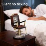 YOUKI Bronze Barber Chair Desk Clock,Hairdresser Hairstylist Gift Ideas,Unique Table Clock Battery Powered,Home Decor Ideal for Office Hotel Cafe Bedroom - Image 4