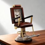 YOUKI Bronze Barber Chair Desk Clock,Hairdresser Hairstylist Gift Ideas,Unique Table Clock Battery Powered,Home Decor Ideal for Office Hotel Cafe Bedroom - Image 7