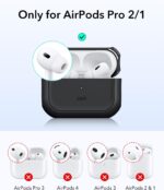 ESR for AirPods Pro 2 Case, Compatible with Airpods Pro Case 2nd / 1st Generation (2023/2022/2019), Compatible with MagSafe, Full Drop Protection Cover with Lanyard, Black | 2023, 2022, 2019, with Lanyard - Image 3