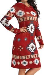 Kimmery Long Sleeve Dress for Women Lightweight Kangaroo Pocket Hoodie Dress Fall Sweatshirts for Women - Image 4