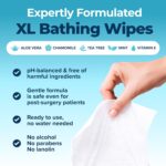 Body Wipes for Adults Bathing No Rinse 100pc XL - Ultra Thick Shower Travel Wipes for Personal Cleansing & Hygiene Essentials, Elderly Care, Incontinence Disposable Washcloths for Women Men - Image 3