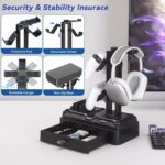 KDD Headphone Stand with Drawer - Rotatable Headset & Detachable Controller Holder for Desk - Multifunctional Organizer with Device Slot for Phones, Tablets - Universal for Gaming Accessories - Image 5