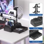 KDD Headphone Stand with Drawer - Rotatable Headset & Detachable Controller Holder for Desk - Multifunctional Organizer with Device Slot for Phones, Tablets - Universal for Gaming Accessories - Image 6