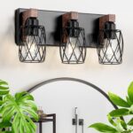 Farmhouse Bathroom Vanity Light Fixtures, 3-Light Rustic Vanity Lights, Vintage Black Bathroom Lighting Fixtures Over Mirror with Metal Lampshade, Hallway - Image 9