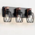 Farmhouse Bathroom Vanity Light Fixtures, 3-Light Rustic Vanity Lights, Vintage Black Bathroom Lighting Fixtures Over Mirror with Metal Lampshade, Hallway - Image 10