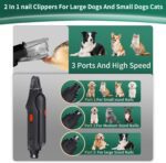 2-in-1 Cat Nail Clippers & Dog Nail Clippers Trimmers for Large Medium Small Dogs Cats Claw Trimmer Quick Sensor and Safety Guard USB Rechargeable with 2 LED Lights Dogs Nail Trimmer - Image 7