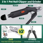 2-in-1 Cat Nail Clippers & Dog Nail Clippers Trimmers for Large Medium Small Dogs Cats Claw Trimmer Quick Sensor and Safety Guard USB Rechargeable with 2 LED Lights Dogs Nail Trimmer - Image 9