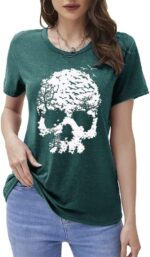 Skull Shirts for Women Funny Gothic Graphic T-Shirts Novelty Horror Tee Casual Athletic Tops - Image 3