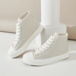 Uoidru High Top Sneakers for Women Canvas Shoes White Canvas High Tops Women Casual Shoes Lace Up Fashion Sneakers - Image 9