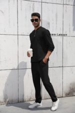 FZNHQL Fashion Men's Tracksuits 2 Piece Casual Athletic Jogging Outfits Short/Long Sleeve Track Suits for Men Set - Image 4