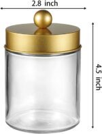 Amolliar 4 Pack Apothecary Jars Bathroom Vanity Storage Organizer Set -Countertop Canister with Stainless Steel Lids &Cute Stickers - Qtip Dispenser Holder for Qtips,Cotton Swabs,Makeup Sponges(Gold) - Image 6