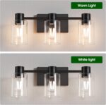 3-Light Matte Black Wall Sconces for Bathroom, Modern Vanity Light Fixtures Over Mirror, Bathroom Light Fixtures with Clear Glass Shade, E26 Wall Sconces for Living Room, Hallway - Image 9