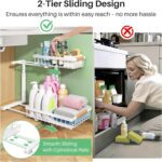 Kitstorack Under Sink Organizer, 2 Packs 2 Tier Under Sink Organizers and Storage, Slide out Pull out Cabinet Organizer Shelf, Metal Sliding Drawer for Kitchen Bathroom Pantry Closet Rack(White) - Image 7
