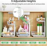 Kitstorack Under Sink Organizer, 2 Packs 2 Tier Under Sink Organizers and Storage, Slide out Pull out Cabinet Organizer Shelf, Metal Sliding Drawer for Kitchen Bathroom Pantry Closet Rack(White) - Image 8