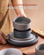 Famiware Nebula Ridge Stoneware Dinnerware Sets for 8, 24 Pieces Plates and Bowls Sets, Dishes Set, Microwave and Dishwasher Safe Kitchen Plates, Multi-color - Image 4