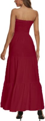 Women's Casual Off Shoulder Maxi Dress Strapless Tube Top Bohemian Beach Long Dresses 092 - Image 5