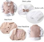 Kimocat Baby Boys Gentleman Bowtie Formal Outfit Suits Tuxedo Vest Wedding Party Suit - Image 4