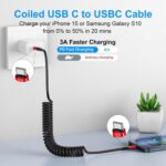 USB C Cable 3ft 2Pack USB C to USB C Charger Cable for Car, Coiled Type C Fast Charging Cable for iPhone 17/16/15/Plus/Pro/Pro Max/MacBook Pro 2020/iPad Pro 2020/iPad Air 4/Samsung Galaxy S23-Red - Image 3